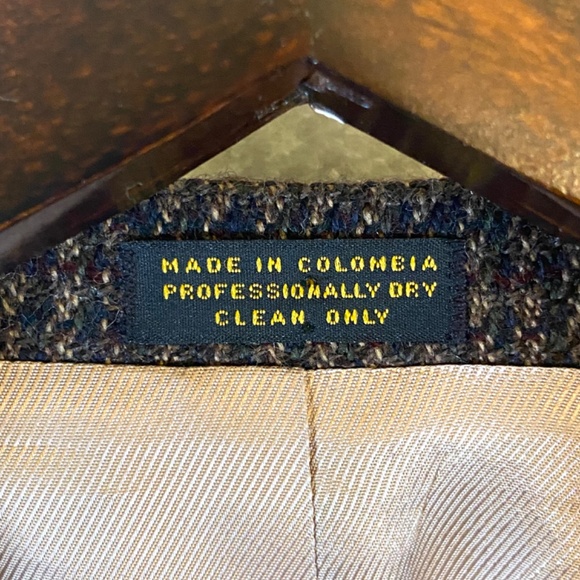 Vintage Oscar de la Renta Wool Brown Houndstooth 48L Classic Sport Coat Blazer - Picture 6 of 8